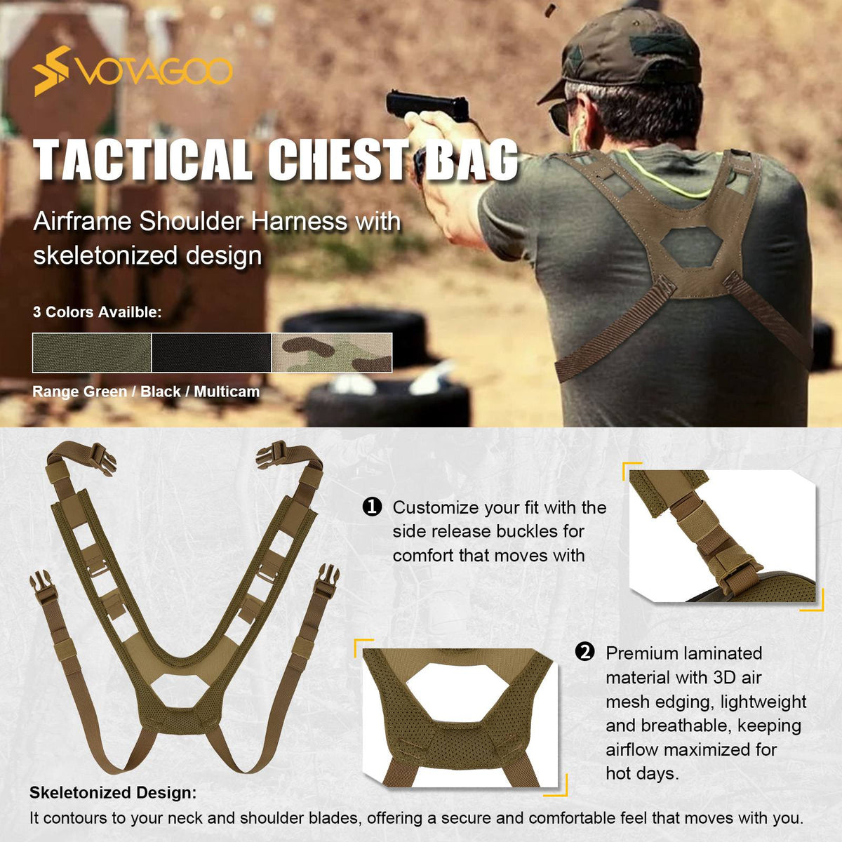 Tactical Chest Rig Bag Hypalon Molle Chest Rig