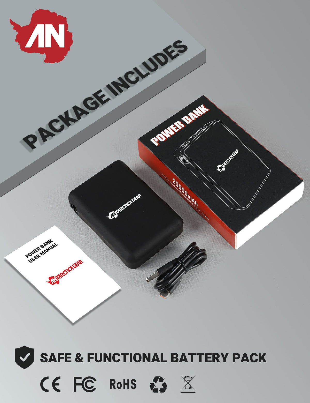 ANTARCTICA GEAR 20000mAh 12V Rechargeable Battery Power Bank